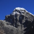 Azure blue sky over a peak near Gokyo