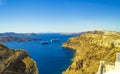 Azure Caldera seascape and cruise ships Santorini landscape Greece