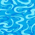 Azure Cartoon Water Surface Seamless Pattern. Vector Sea Ripple. Abstract Blue Waves Background Royalty Free Stock Photo