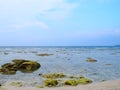 Azure Clean Sea Water with Underwater Stones and Blue Sky - Natural Background - Neil Island, Andaman Nicobar, India Royalty Free Stock Photo