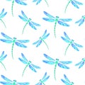 Azure dragonfly seamless background Royalty Free Stock Photo