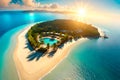 Azure Dreams: A Breathtaking Aerial Perspective of a Tropical Paradise with Generative AI Royalty Free Stock Photo