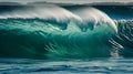 Azure harmony, tranquil ocean waves, heavenly clouds, and delicate foam