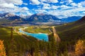 The azure icy water of the Kananaskis River Royalty Free Stock Photo