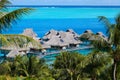 Azure lagoon of island BoraBora, Polynesia. Royalty Free Stock Photo