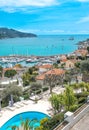 Azure Mediterranean sea blue sky Villefranche Nice French riviera Royalty Free Stock Photo