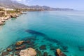 Azure Mediterranean Sea in Nerja. Axarquia, Malaga, Costa del Sol, Spain Royalty Free Stock Photo