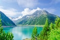 Azure mountain lake and high Alpine peaks, Austria Royalty Free Stock Photo