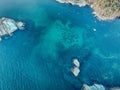 Azure sea bay in aeriallandscape