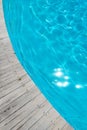 Azure transparent texture of water in a blue pool with splashes from the sun