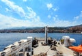 Messina strait from ferry, Sicily, Italy Royalty Free Stock Photo