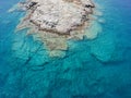 Azure water texture, transparent sea surface with a rocky bottom. Aerial view, Naxos,natural blue background, Royalty Free Stock Photo