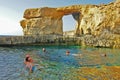 The Azure Window also known as the Dwejra Window on the island of Gozo in Malta. Royalty Free Stock Photo