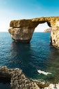 Azure Window, famous stone arch of Gozo island in the sun in summer, Malta Royalty Free Stock Photo