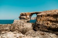 Azure Window, famous stone arch of Gozo island in the sun in summer, Malta Royalty Free Stock Photo