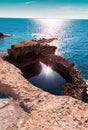 Azure Window, famous stone arch of Gozo island in Royalty Free Stock Photo