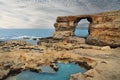 Azure window,  natural arch and famous landmark on the island of Gozo, Malta Royalty Free Stock Photo