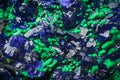 azurite blue crystal on green malachite Royalty Free Stock Photo