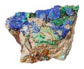 Azurite and Malachite on raw stone isolated Royalty Free Stock Photo