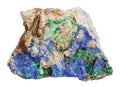 Azurite and Malachite on rough stone isolated Royalty Free Stock Photo