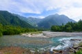 Azusa river and Hotaka mountains in Kamikochi, Nagano, Japan