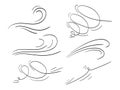 Hand drawn set wind doodle blow, gust design