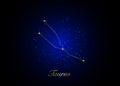 Taurus zodiac constellations sign on beautiful starry sky with galaxy and space behind. Gold Taurus horoscope symbol constellation Royalty Free Stock Photo