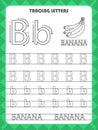Trace letters of English alphabet and fill colors Uppercase and lowercase B. Handwriting practice for preschool kids worksheet. Royalty Free Stock Photo