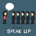 Standing out and speak up people cartoon illustration, business concept