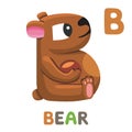 B is for Bear. Letter B. Bear, cute illustration. Animal alphabet