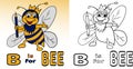 B for bee alphabet coloring book vector Royalty Free Stock Photo