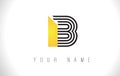 B Black Lines Letter Logo. Creative Line Letters Vector Template