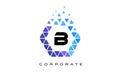 B Blue Hexagon Letter Logo with Triangles. Royalty Free Stock Photo