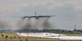 B52 bomber over runway Royalty Free Stock Photo