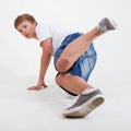 B-boy breakdancing on white Royalty Free Stock Photo