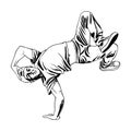 B-boy dancer character in dynamic pose. Royalty Free Stock Photo