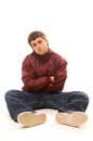 B-boy sitting on the floor Royalty Free Stock Photo