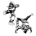 B-boys dancers characters set in dynamic poses.