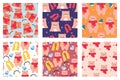 set of seamless pattern bundle, pattern collection cartoon bear