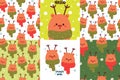 set of seamless pattern bundle, pattern collection cartoon deer in winter day