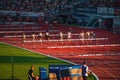 Women Participate in 100m Hurdles Sprint at Track and Field Championship for Worlds in Royalty Free Stock Photo