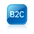 B2C business to consumer icon on blue web button