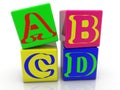 A B C D concept on different colored toy blocks Royalty Free Stock Photo