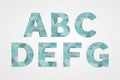 A B C D E F G polygonal geometric letters. abc isolated icons.Abstract triangle alphabet symbols for text, font, typography