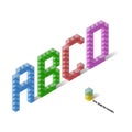 A B C D - Pixel Isometric Title Alphabet