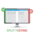 A-B comparison. Split testing. Concept with computer Royalty Free Stock Photo