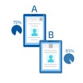 A-B comparison. Split testing. Concept computer vector illustrat Royalty Free Stock Photo