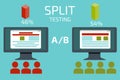 A-B comparison. Split testing. Concept with desktop computer