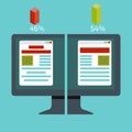 A-B comparison. Split testing. Concept with desktop computer Royalty Free Stock Photo