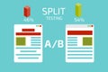 A-B comparison. Split testing. Concept vector illustration Royalty Free Stock Photo